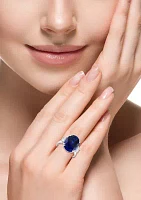 Lab Created Diamond and Sapphire Ring in 14K Gold