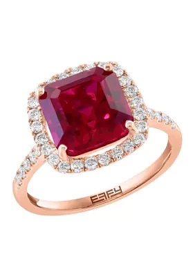 Lab Grown Diamond and Ruby Ring in 14K Rose Gold