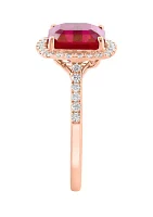 Lab Grown Diamond and Ruby Ring in 14K Rose Gold