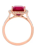 Lab Grown Diamond and Ruby Ring in 14K Rose Gold