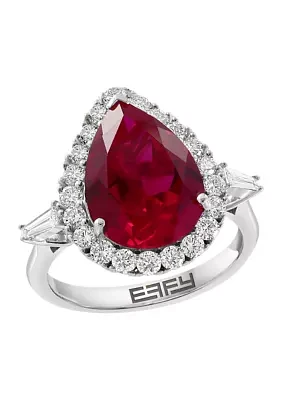 Lab Grown Diamond and Ruby Ring in 14K White Gold