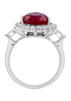 Lab Grown Diamond and Ruby Ring in 14K White Gold