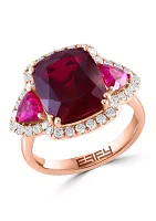 Lab Created Diamond and Ruby Ring in 14K Rose Gold