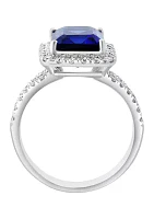 Lab Grown Diamond and Sapphire Ring in 14K White Gold