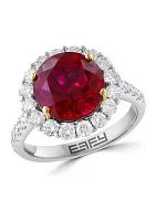  14K White Gold & Yellow Lab Grown Diamond and Lab Grown Ruby Ring 