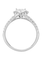 Lab Created Diamond Heart Ring in 14K White Gold