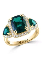 Lab Created Diamond and Emerald Ring in 14K Yellow Gold