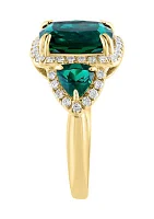 Lab Created Diamond and Emerald Ring in 14K Yellow Gold