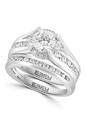 Lab Created Diamond Bridal Set Ring in 14K White Gold with 1 ct. t.w. Center