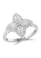 Lab Grown 1.12 ct. t.w. Diamond Flower Ring in 14K White Gold