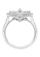 Lab Grown 1.12 ct. t.w. Diamond Flower Ring in 14K White Gold