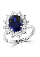 Lab Grown Diamond and Sapphire Ring in 14K White Gold