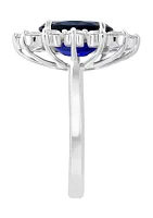 Lab Grown Diamond and Sapphire Ring in 14K White Gold