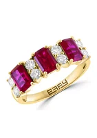 Lab Grown Diamond and Ruby Ring in 14K Yellow Gold 