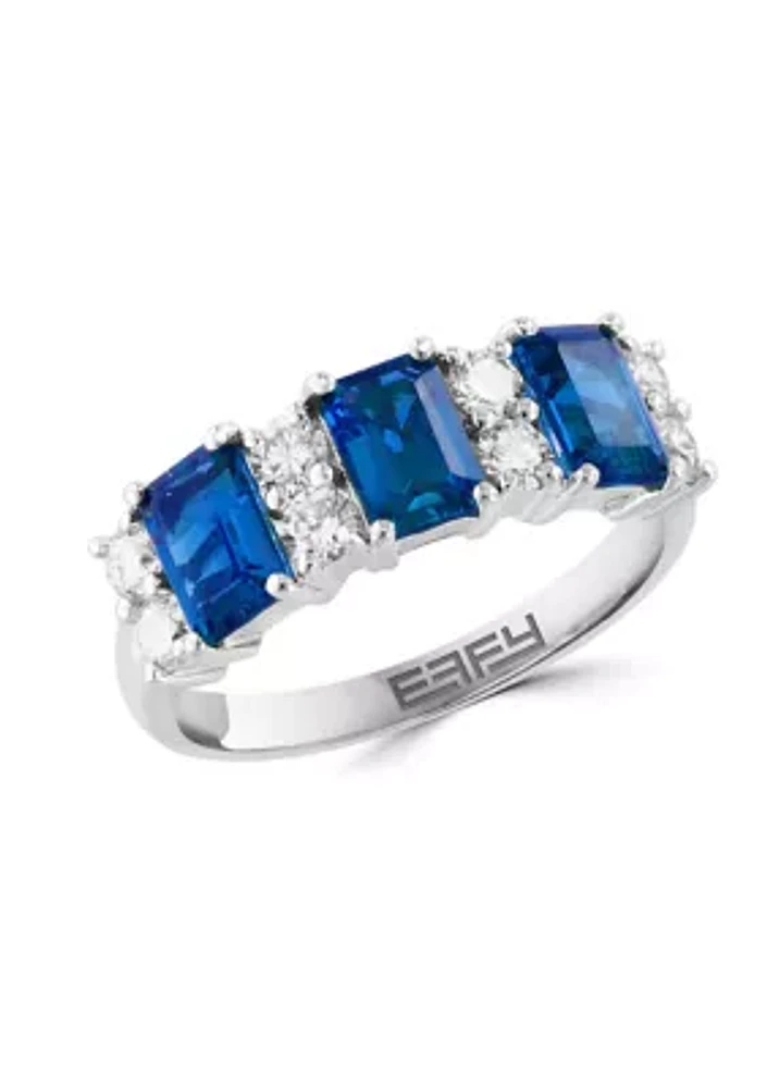 Lab Grown Diamond and Sapphire Ring in 14K White Gold