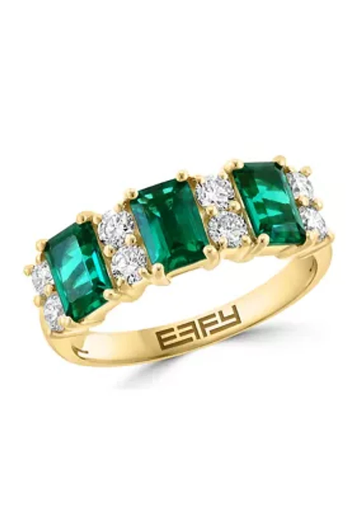 Lab Grown Diamond and Emerald Ring in 14K Yellow Gold