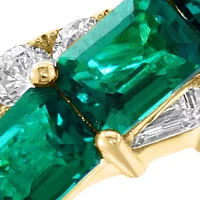 Lab Grown Diamond and Emerald Ring in 14K Yellow Gold