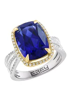 Lab Grown Diamond and Sapphire Ring in 14K Two Tone Gold