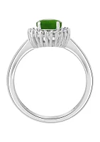 3/4 ct. t.w. Natural Emerald and 1/10 ct. t.w. Diamond Ring in Sterling Silver