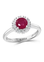 1 ct. t.w. Natural Ruby with 1/10 ct. t.w. Diamond Ring in Sterling Silver