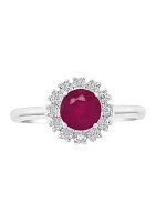 1 ct. t.w. Natural Ruby with 1/10 ct. t.w. Diamond Ring in Sterling Silver