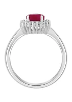 1 ct. t.w. Natural Ruby with 1/10 ct. t.w. Diamond Ring in Sterling Silver