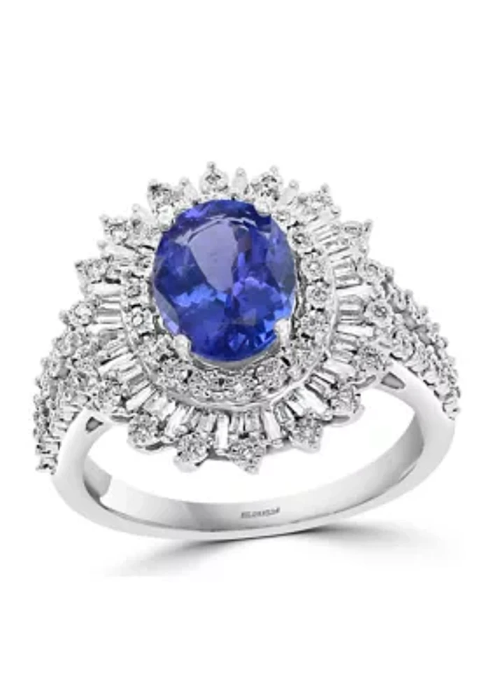 1/4 ct. t.w. Diamond, 1.71 ct. t.w. Tanzanite Ring in 14K White Gold