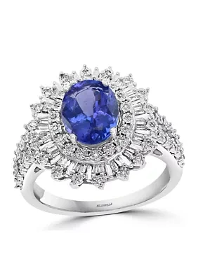 1/4 ct. t.w. Diamond, 1.71 ct. t.w. Tanzanite Ring in 14K White Gold