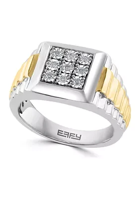 Men's Gold Plated Diamond Ring in Sterling Silver