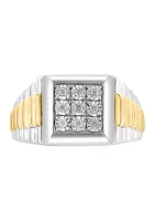 Men's Gold Plated Diamond Ring in Sterling Silver