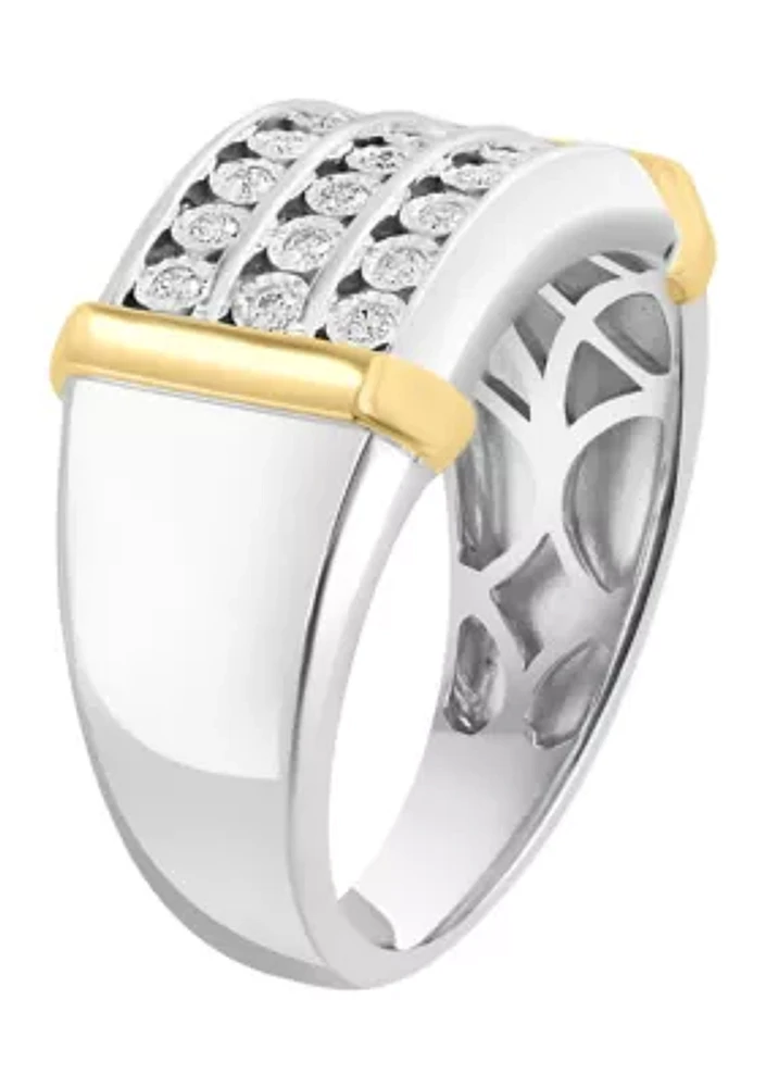 Men's 1/4 ct. t.w. Diamond Miracle Set Ring in Sterling Silver with 14K Gold Plating