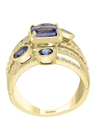 1/4 ct. t.w. Diamond 2 ct. t.w. Tanzanite Ring in 10k Yellow Gold