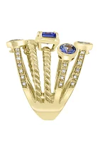 1/4 ct. t.w. Diamond 2 ct. t.w. Tanzanite Ring in 10k Yellow Gold