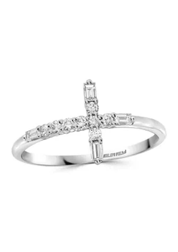 1/4 ct. t.w. Diamond Cross Ring in 14k White Gold