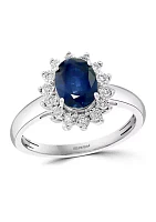 Diamond and Natural Sapphire Ring in 14K White Gold