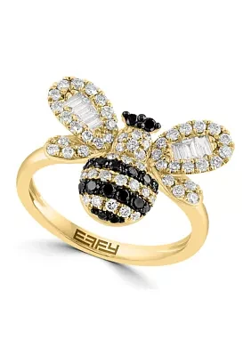  3/4 ct. t.w. Diamond, Black Diamond, Bumblebee Ring in 14K Yellow Gold 