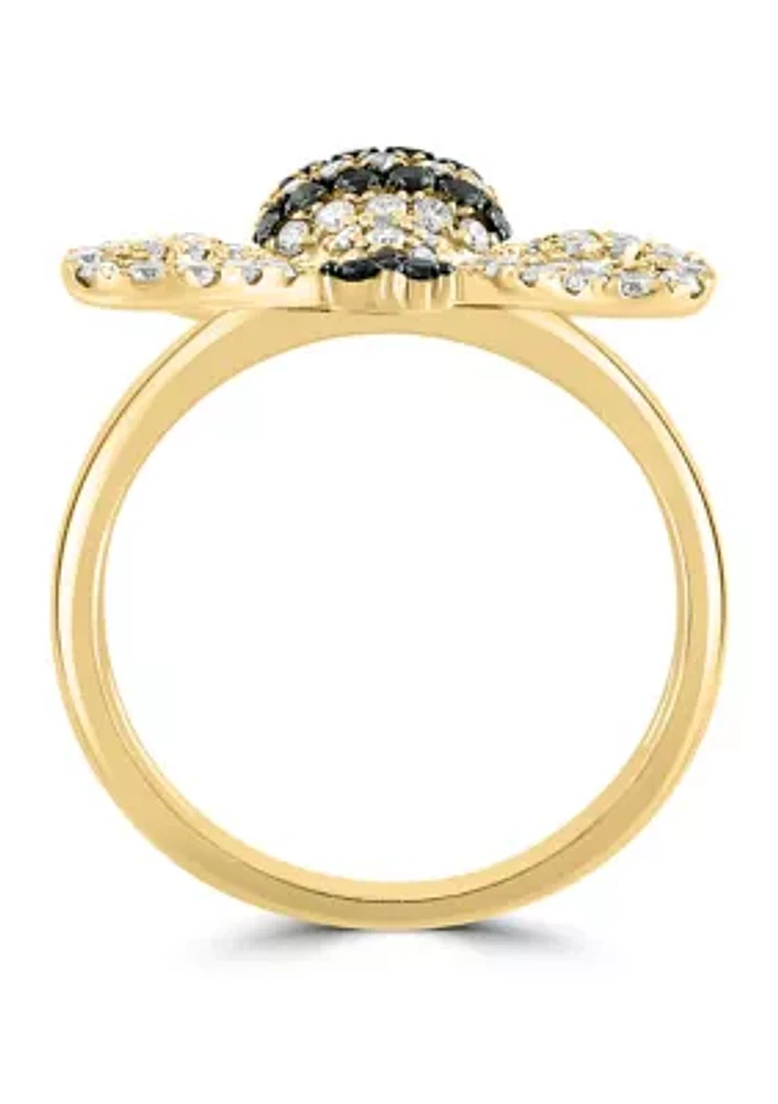  3/4 ct. t.w. Diamond, Black Diamond, Bumblebee Ring in 14K Yellow Gold 