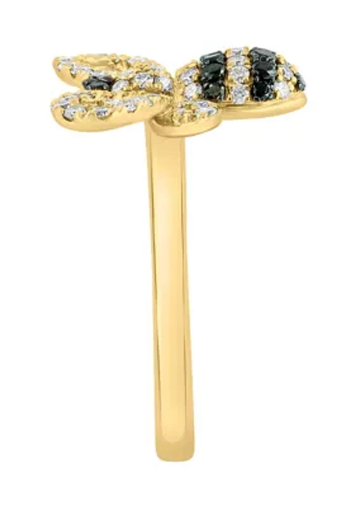  3/4 ct. t.w. Diamond, Black Diamond, Bumblebee Ring in 14K Yellow Gold 