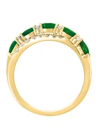 1/5 ct. t.w. Diamond and 7/8 ct. t.w. Emerald Ring in 14K Yellow Gold 