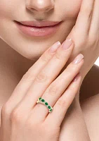 1/5 ct. t.w. Diamond and 7/8 ct. t.w. Emerald Ring in 14K Yellow Gold 