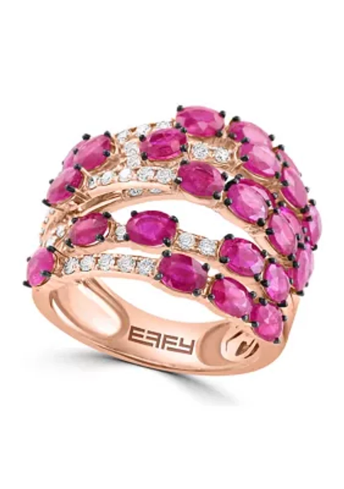 3/4 ct. t.w. Ruby, 5.94 ct. t.w. Diamond Ring in 14K Rose Gold