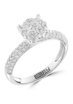 9/10 ct. t.w. Diamond Cluster Ring in 14K White Gold