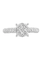 9/10 ct. t.w. Diamond Cluster Ring in 14K White Gold