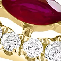 1/3 ct. t.w. Diamond, Natural Ruby Ring in 14K Yellow Gold