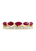 1/3 ct. t.w. Diamond, Natural Ruby Ring in 14K Yellow Gold