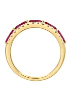 1/3 ct. t.w. Diamond, Natural Ruby Ring in 14K Yellow Gold