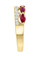 1/3 ct. t.w. Diamond, Natural Ruby Ring in 14K Yellow Gold