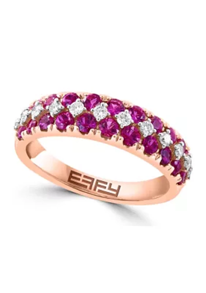 Diamond and Natural Ruby Ring in 14K Rose Gold