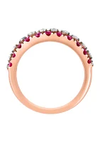 Diamond and Natural Ruby Ring in 14K Rose Gold