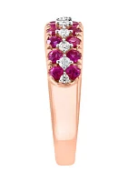 Diamond and Natural Ruby Ring in 14K Rose Gold